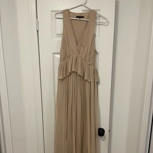 ✨SOLD✨Tibi Blush/Nude Long Chiffon Dress with Waist Ruffle